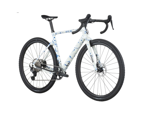 Vélo de gravel ADDICT GRAVEL 30 Blanc/Bleu Éclaboussures