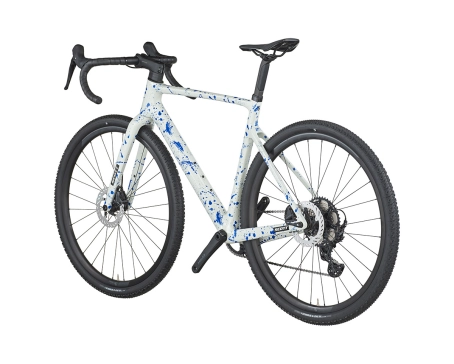 Vélo de gravel ADDICT GRAVEL 30 Blanc/Bleu Éclaboussures