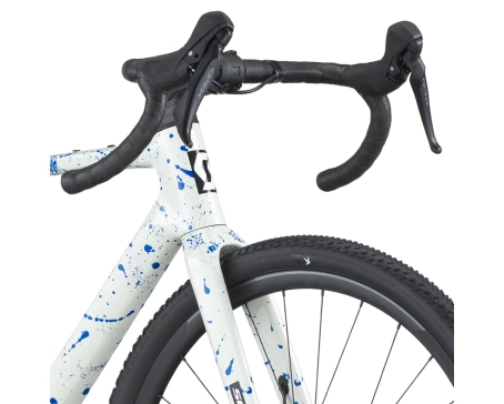Vélo de gravel ADDICT GRAVEL 30 Blanc/Bleu Éclaboussures