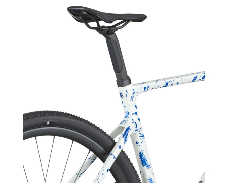 Vélo de gravel ADDICT GRAVEL 30 Blanc/Bleu Éclaboussures