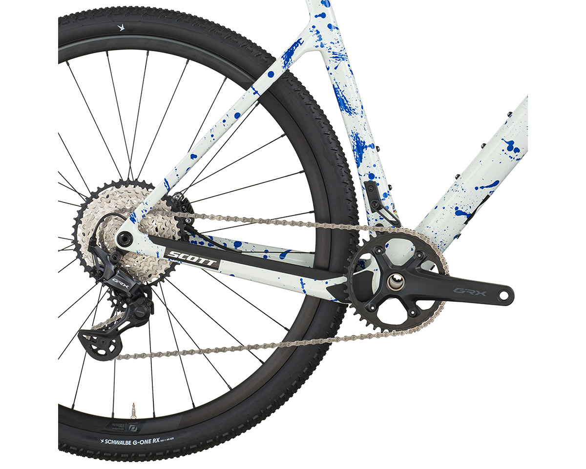 Vélo de gravel ADDICT GRAVEL 30 Blanc/Bleu Éclaboussures