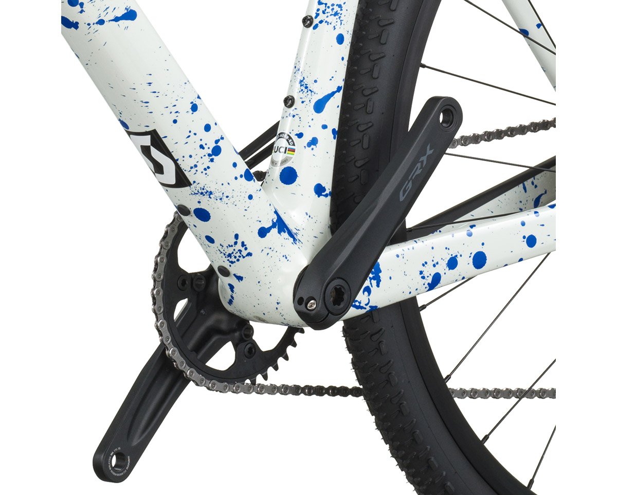 Vélo de gravel ADDICT GRAVEL 30 Blanc/Bleu Éclaboussures
